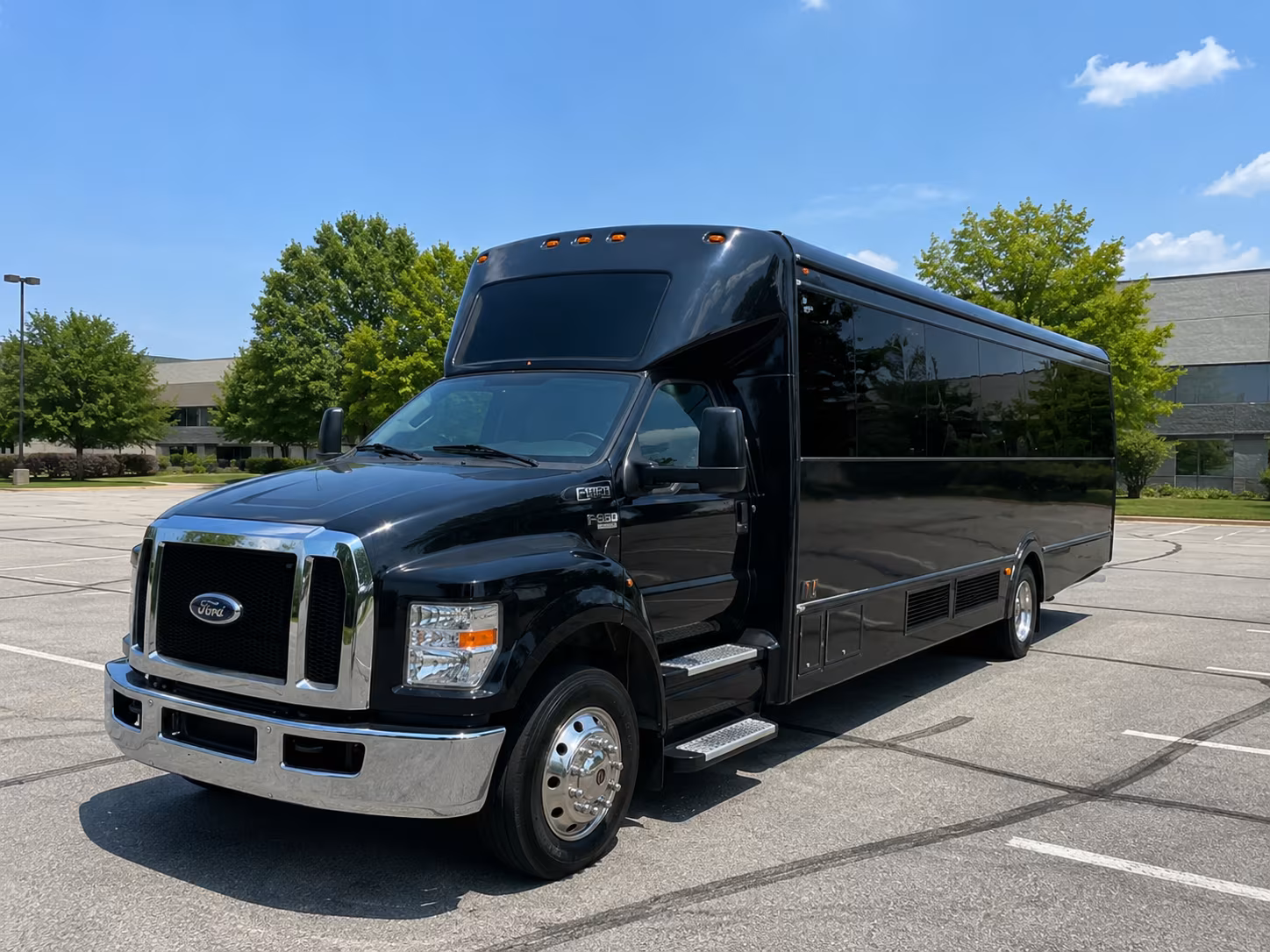 bridal party buses from getting ready to the ceremony